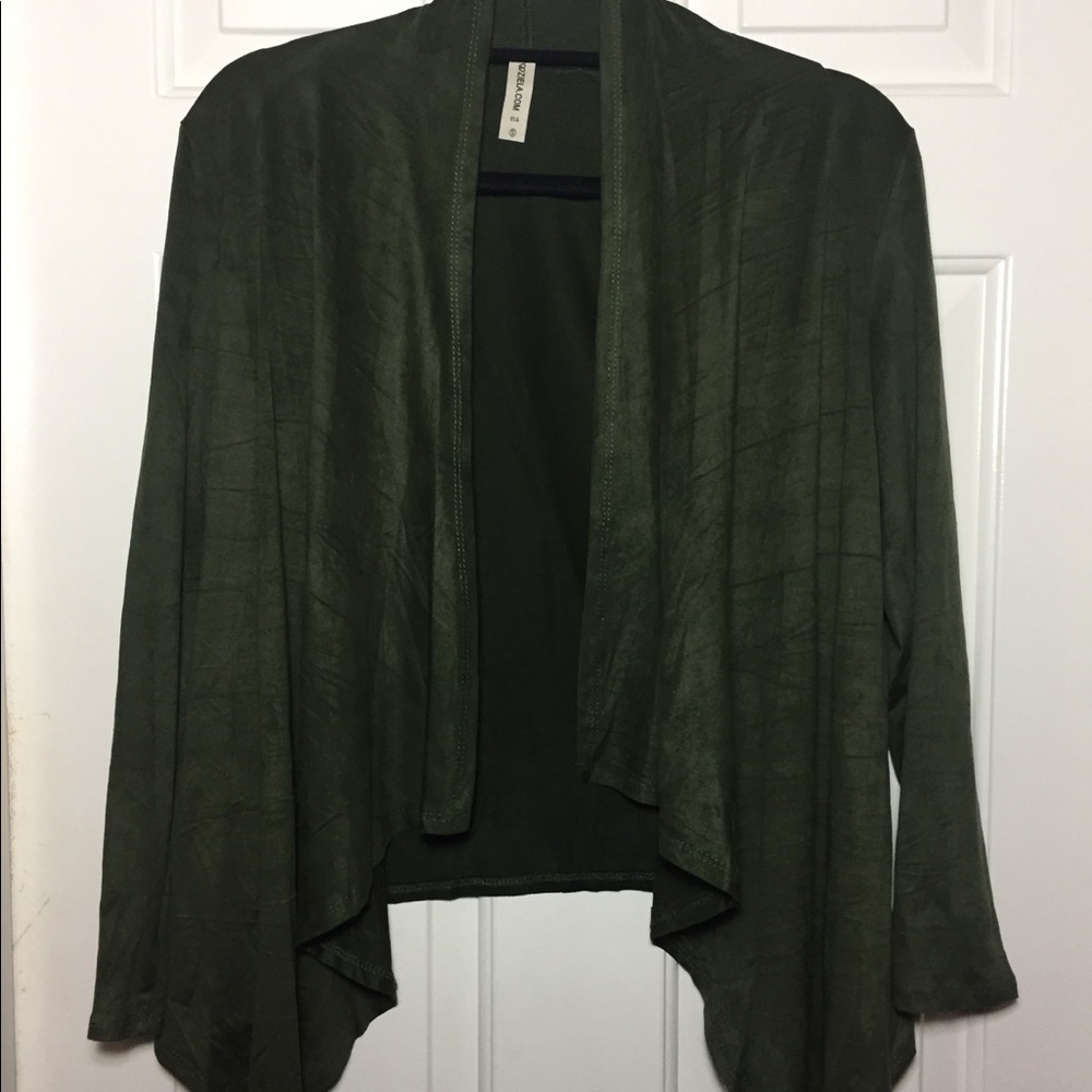 Dark green faux suede cardigan